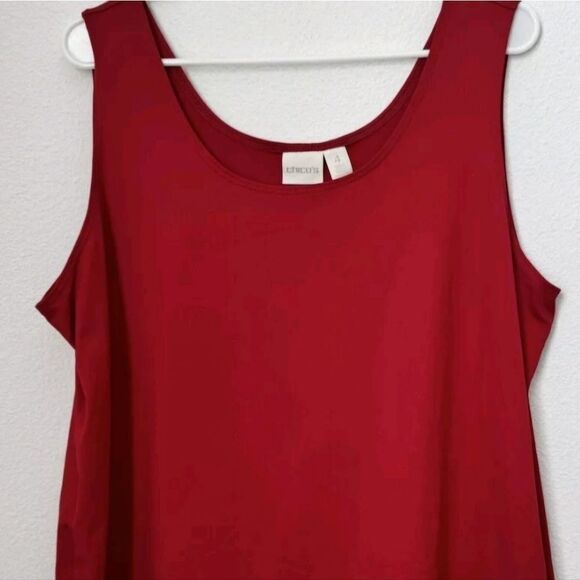 CHICO'S TRUE RED POLYESTER TANK - Picture 1 of 8
